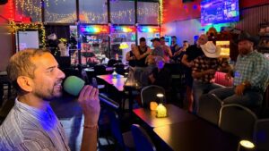 The room watching a karaoke set