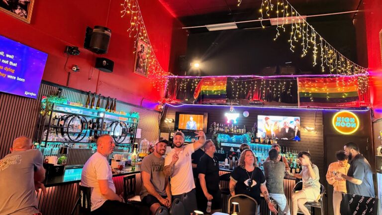 The bar decked out for Pride